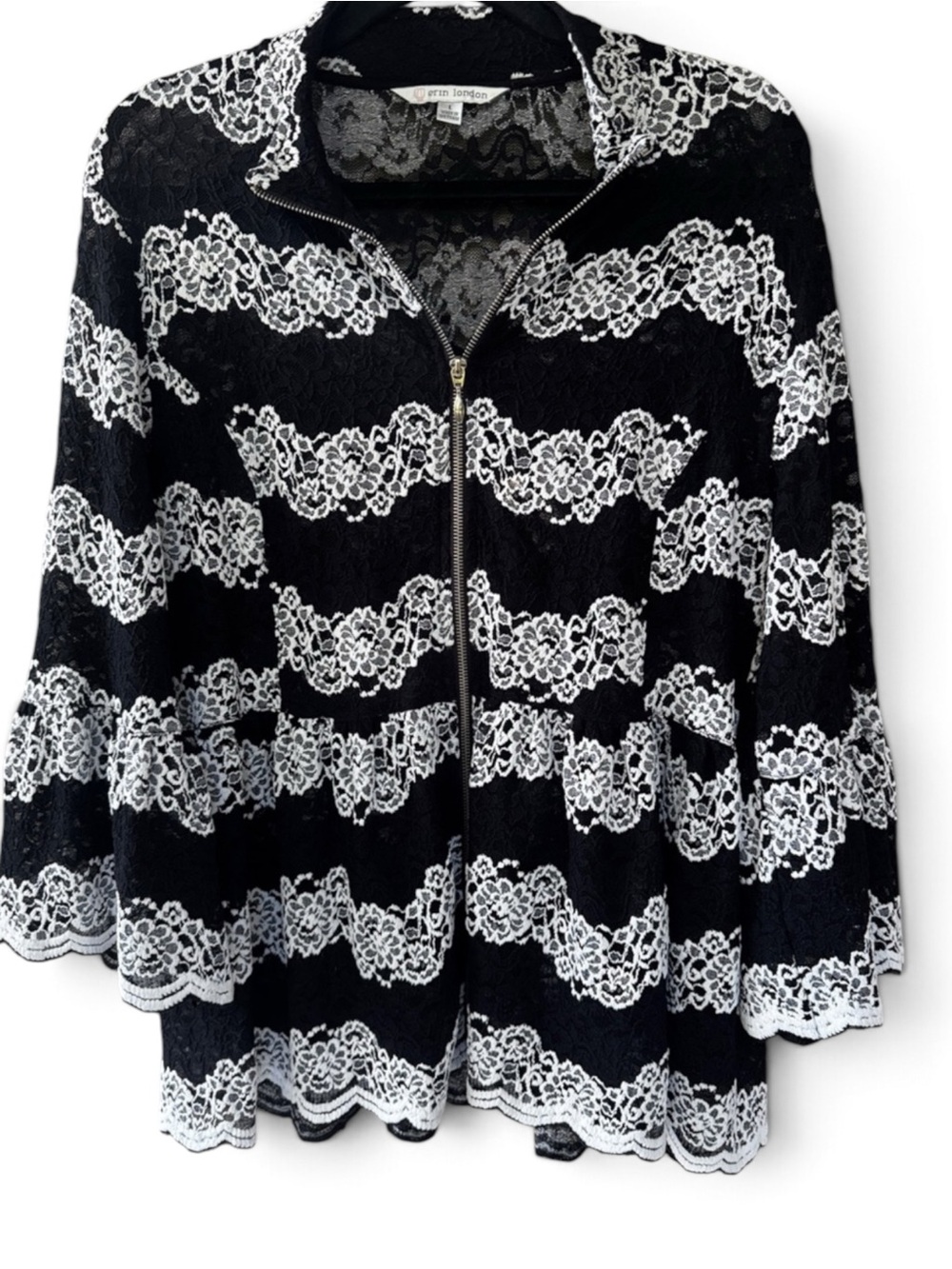 erin london lace cardigan women’s large  Black & White whimsigoth witchy romanti